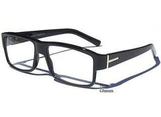 RETRO Hipster CLEAR LENS GLASSES BLACK FRAME With Metallic Accent NEW 