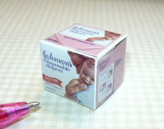 Miniature Disposable Diaper Box for Baby Infant (PINK) DOLLHOUSE 