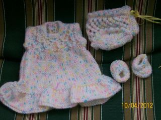 Doll Clothes hand knitted Christmas candy color dress set fit Tiny 