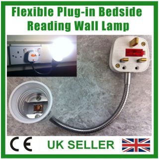  Plug in Orientational Bedside Reading Spot Light Wall Lamp E27 ES