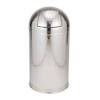 Rubbermaid 9630 Stainless Steel Bullet Trash Can 15 Gallon Chrome