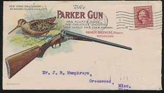 THE PARKER GUN COVER BY PARKER BROS. PMK 5 20 1910 MERIDEN, CT. VF 