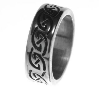 Alpaca Silver Ring R4 with handmade Oxidised Celtic knot carvings US 