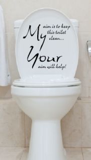Toilet Seat Stickers Decal 12 Colour Choices Quote Your Aim Will Help 