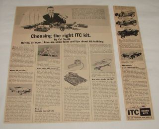 1962 ITC model kits two part ad ~ Brontosaurus, Tank