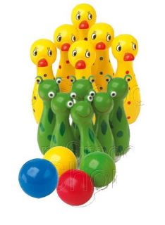   Painted Duck or Frog Skittles Game + 4 Balls   Childrens Toy/Gift
