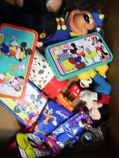 Lot Mickey Mouse Disney items pencil boxes, dolls, spoons see list