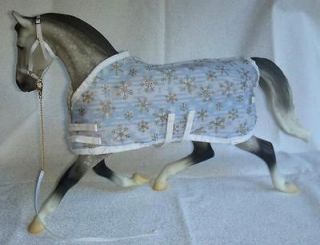 Breyer Horse Blanket and Matching Halter toy tack Blue Gold Snowflakes