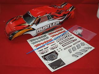 TRAXXAS RUSTLER (RED) XL 5 BODY AND DECALS NEW vxl stickers brushless 