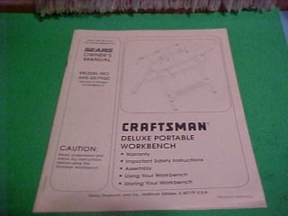 1996  CRAFTSMAN OWNERS MANUAL DELUXE PORTABLE WORKBENCH