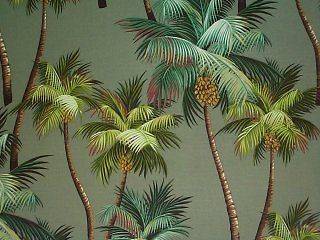 Tropical Hawaiian 100% Cotton Barkcloth Fabric Pillow SLIPCOVER ~Palm 