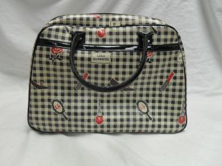   Black Cream Checkered Cosmetic Make Up Travel Bag Case Accessory