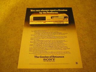 1982 Sony Betamax SL 5000 Video Cassette Recorder Magazine Ad Spot a 