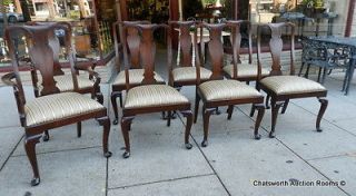   Mahogany Bench Made Queen Anne Style Dining Room Chairs Late 20thC