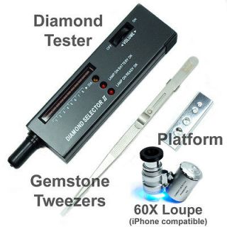   tool kit  Diamond Tester   60X Jewelers Loupe   Locking Tweezers