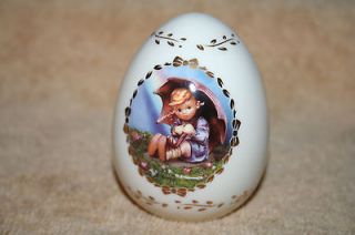 Umbrella Girl ivory colored egg MJ Hummel Danbury Mint 1993