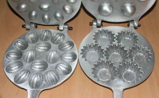 TWO Metal Mold for Ukrainian Russian Sweet Nuts Oreshki Kekses Pastry