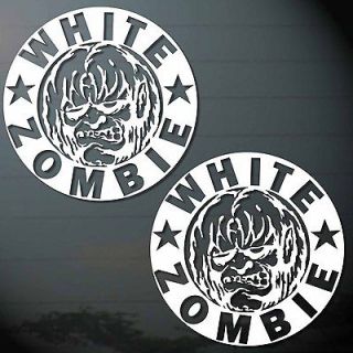 x2PC. WHITE ZOMBIE RACING STICKER CUT OUT WALL COMPUTER CAR MOTOR 