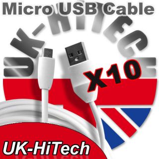 10X WHITE MICRO USB DATA SYNC CHARGE CABLE FOR HTC HD2 EVO 4G 3D 