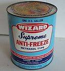 Vintage WIZARD Supreme Anti Freeze 1 Gallon Metal Can Gas Station