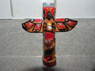 Wooden Totem Pole Hand Carved Stan James Nanaimo B.C.