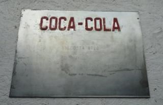 Vintage Heavy Tin Coca Cola Advertising Wall Sign   Valdosta Btlg
