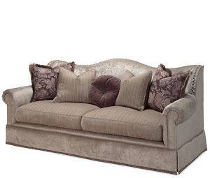 Gray/Pinstripe Camelback Sofa Couch