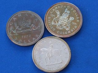 1971, 1972 And 1973 Canada Silver Dollar Lot Of 3 B0144L