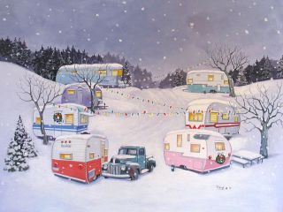 Vintage Travel Trailer Airstream Spartan Terry Nomad RV CHRISTMAS NOTE 