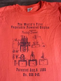 Rudolf Diesel Engine T Shirt WVO Vegetable oil