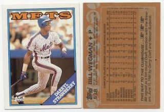 1988 TOPPS Darryl Strawberry Wrong Back Error New York Mets RARE 