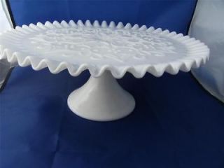 milk glass cake stand in Pottery & Glass