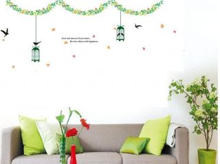   Style Green Grass Willow Birdcage/Bird Home Wall Decals Stickers AY836