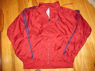   Nylon Windbreaker Red Front Zipper Jacket Size M Very Good Condition