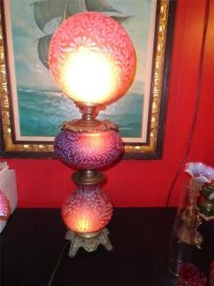MASSIVE Rare Banquet Lamp Fenton Daisy and Fern Opalescent Beautiful 