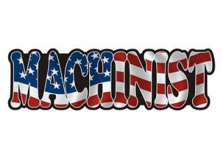 Machinist American Flag USA Hard Hat Car Truck Vinyl Bumper Sticker 