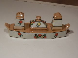 VERY NICE JAPAN LUSTER WARE SET WITH SALT, PEPPER, CONDIMENT AND TRAY