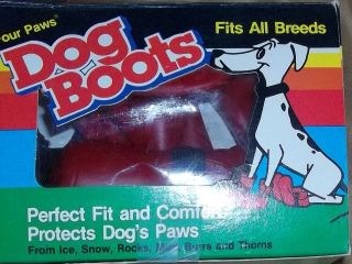   70s Mod Dog Boots Shoes Red Rubber Galoshes Fun Funky Never Worn Box