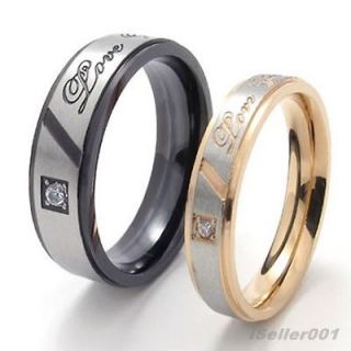   Stainless Steel Couple Wedding Bands Womens Mens Promise Ring EU21376