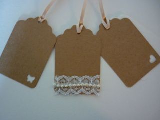 20 x Vintage/Rustic Wedding Favour Labels, Wishing Tree Tags. Lace 