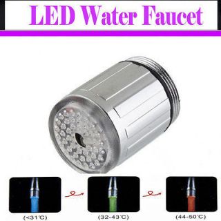   Sensor 3 Color Change RGB Glow Shower LED Light Water Faucet Tap