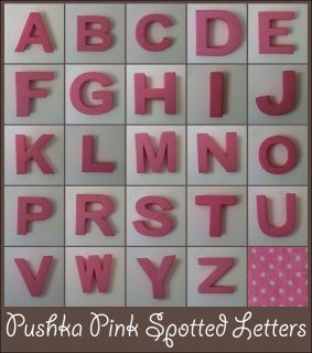   Pink Spotted Alphabet Fabric Wall Letters Children Baby Home Kitchen
