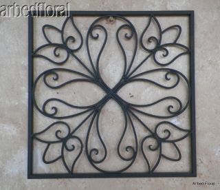 14 Wrought Iron Metal Square Floral Wall Decor Grill