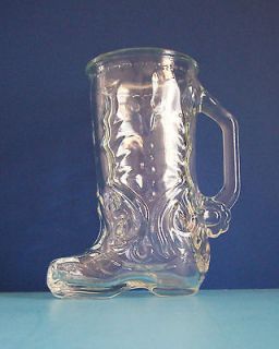 Mexican Glass Mug   Western Cowboy Boot Stein   Spur Handle   Made in 