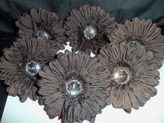   lot 12 brown GERBERA DAISY flower BRIDAL crafts HAIR tutu FLIP FLOPS