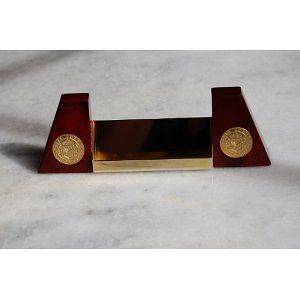 Merle Norman Mahogany and Brass Vintage Business Card Holder Mint