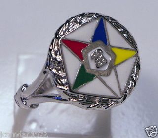 Masonic ladies OES Order of the Eastern Star White Gold Overlay size 9