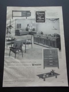   Advertising Willett Trans East Solid Cherry Furniture 1957 Print Ad