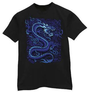 BIG & and TALL * Liquid Blue Dragon Asian art T shirt