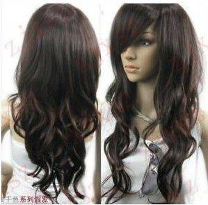   brown curl womens wig like real hair+cap+gift+ weaving cap(gift